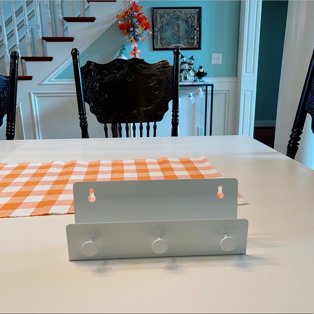 Target white wall shelf with three hooks